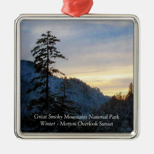 Great Smoky Mountains Winter Sunset Morton Overloo Metal Ornament (Front)