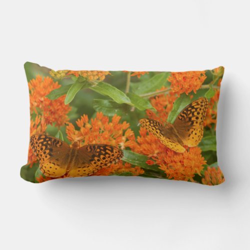 Great Spangled Fritillaries on Butterfly Milkweed Lumbar Pillow
