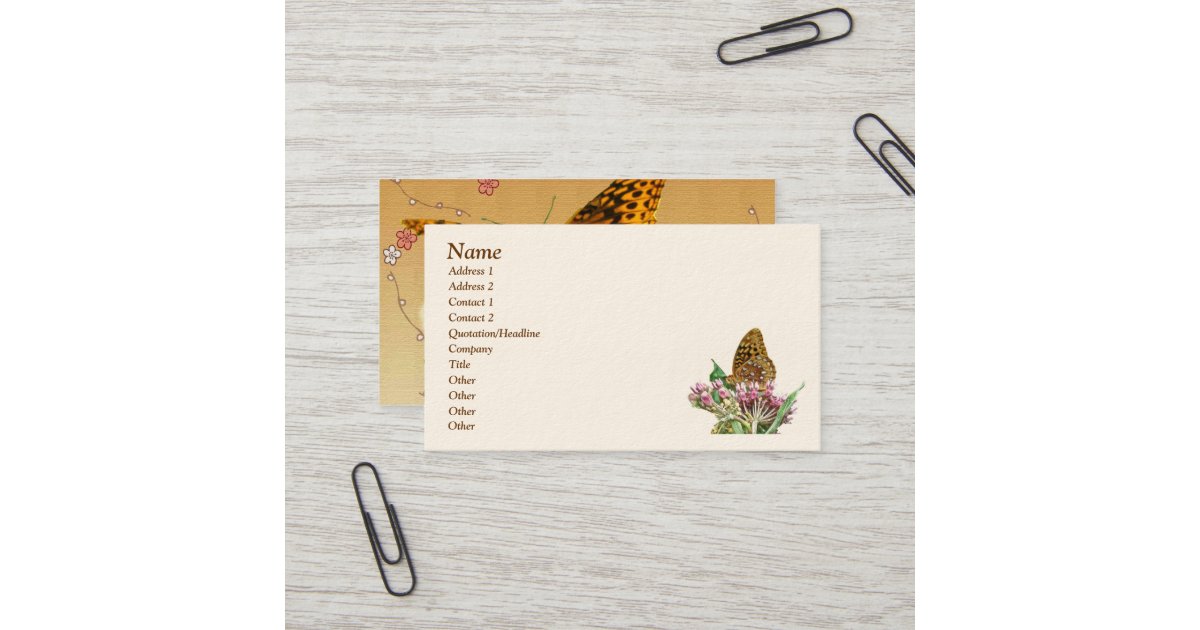 Great Spangled Fritillary Butterfly Business Card | Zazzle