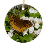 Great Spangled Fritillary on Mountain Laurel Ceramic Ornament