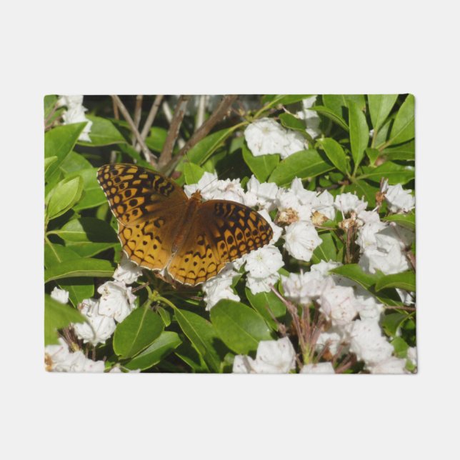 Great Spangled Fritillary on Mountain Laurel Doormat (Front)