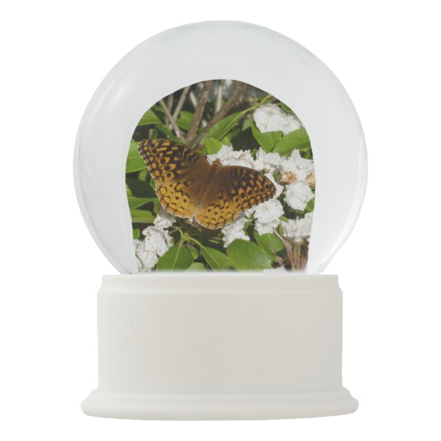 Great Spangled Fritillary on Mountain Laurel Snow Globe (Front)