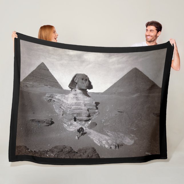 Great Sphinx & Giza Pyramids Necropolis Egypt Fleece Blanket (In Situ)