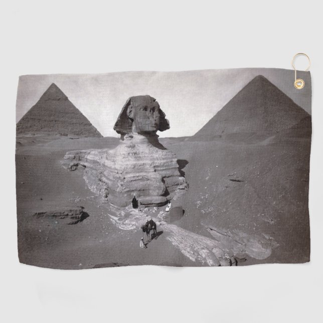 Great Sphinx & Giza Pyramids Necropolis Egypt Golf Towel (Horizontal)