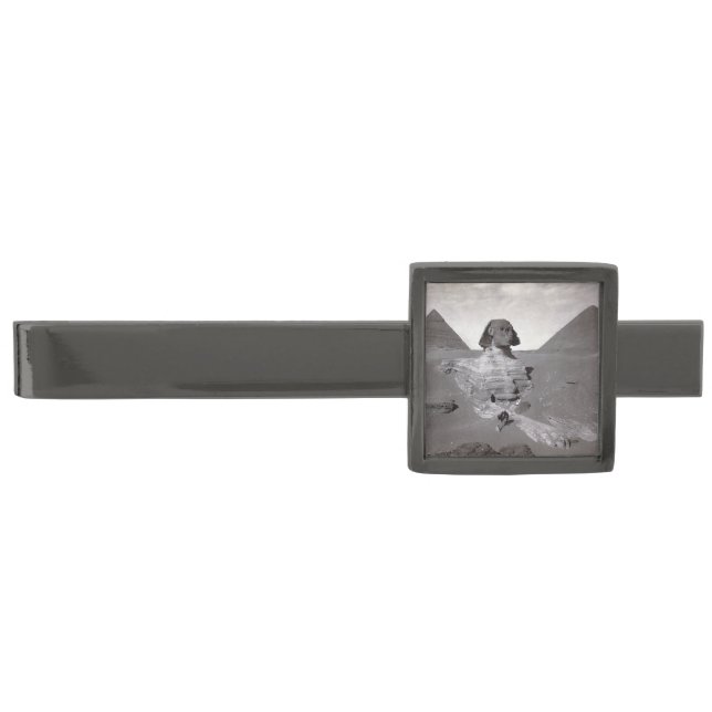 Great Sphinx & Giza Pyramids Necropolis Egypt Gunmetal Finish Tie Bar (Front)