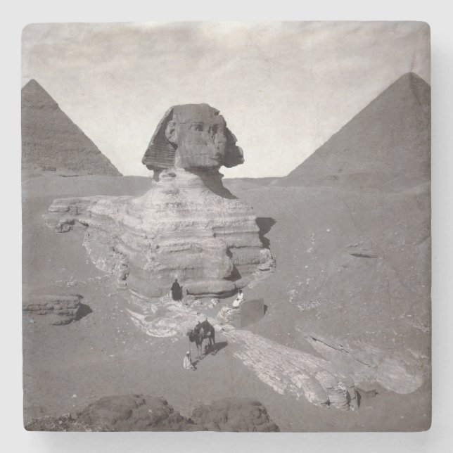 Great Sphinx & Giza Pyramids Necropolis Egypt Stone Coaster (Front)
