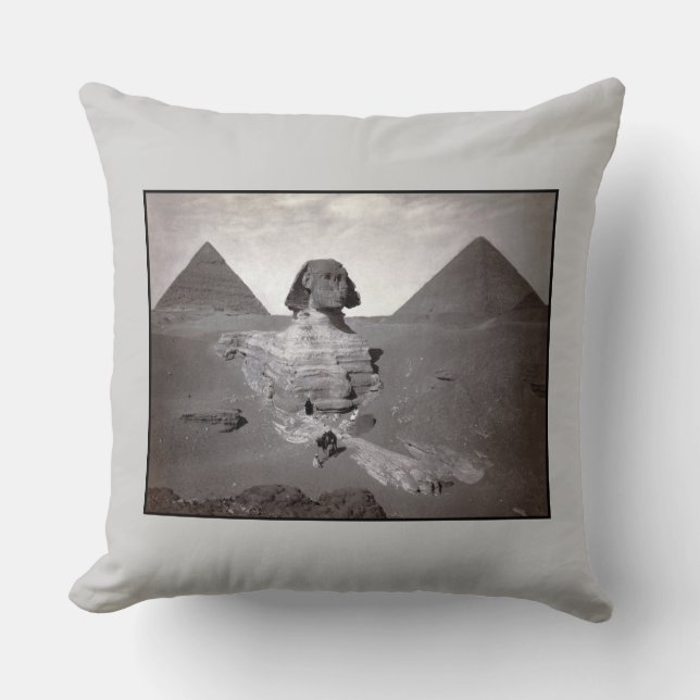 Great Sphinx & Giza Pyramids Necropolis Egypt Throw Pillow (Front)