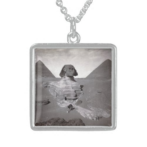 Great Sphinx of Giza Necropolis and Pyramids Sterling Silver Necklace