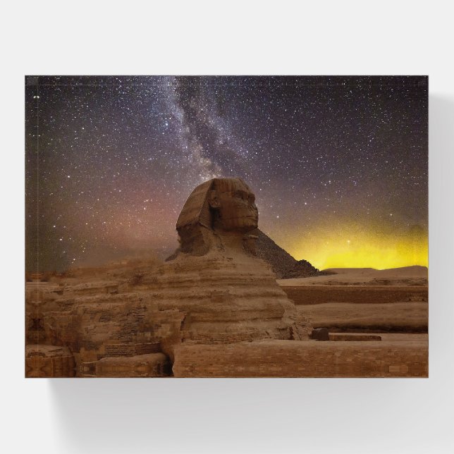 Great Sphinx Of Giza Under Starry Sky Paperweight (Front)
