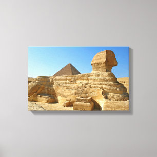 Great Sphinx of Giza with Khafre pyramid - Egypt Canvas Print