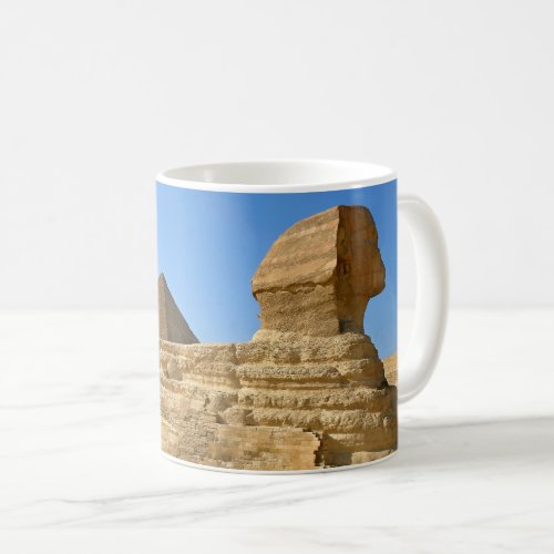 Great Sphinx of Giza with Khafre pyramid _ Egypt Coffee Mug