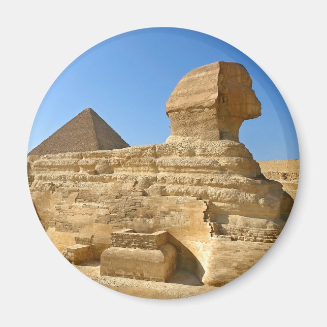Great Sphinx of Giza with Khafre pyramid - Egypt Magnet (Front)