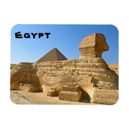 Great Sphinx of Giza with Khafre pyramid _ Egypt Magnet