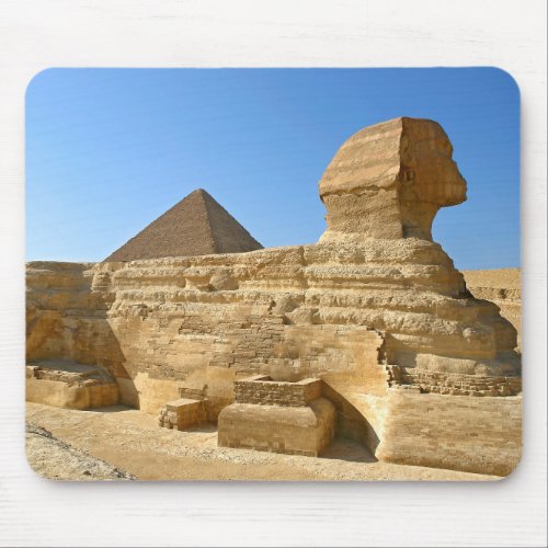 Great Sphinx of Giza with Khafre pyramid _ Egypt Mouse Pad