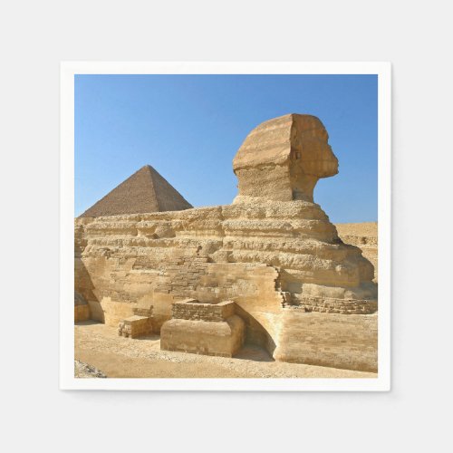 Great Sphinx of Giza with Khafre pyramid _ Egypt Napkins