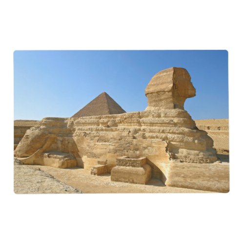 Great Sphinx of Giza with Khafre pyramid _ Egypt Placemat
