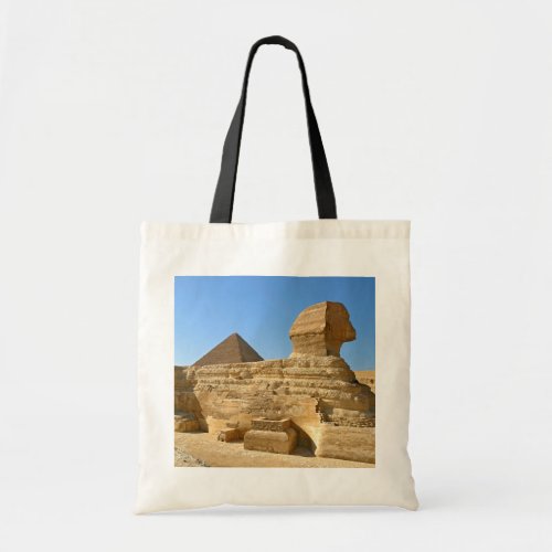 Great Sphinx of Giza with Khafre pyramid _ Egypt Tote Bag