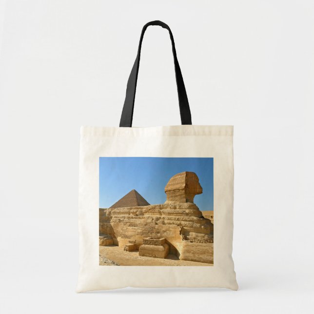 Great Sphinx of Giza with Khafre pyramid - Egypt Tote Bag (Front)