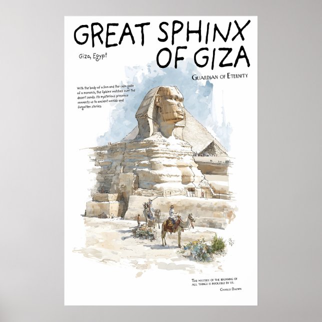 Great Sphinx Poster  Giza Egypt Landmark  Ancient (Front)