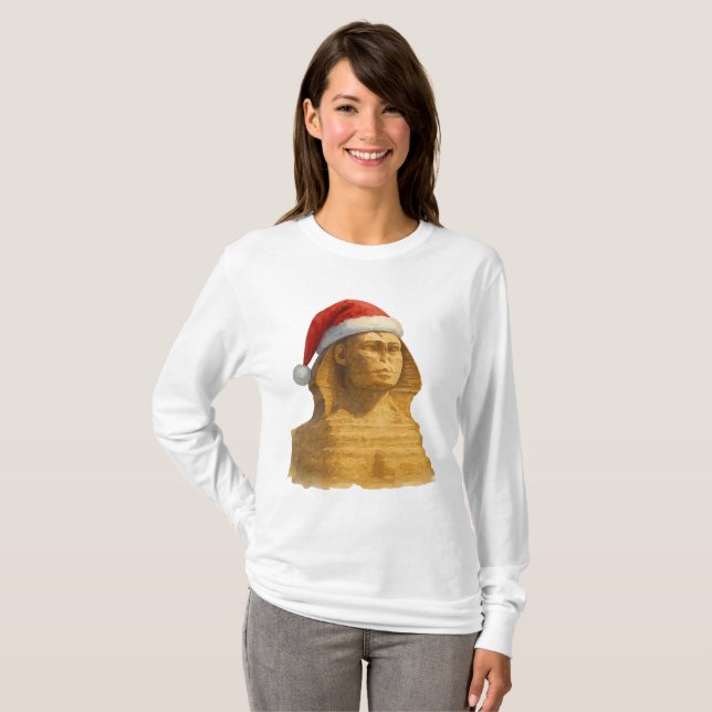 Great Sphinx Santa Hat Ancient egypt christmas T-Shirt (Front Full)