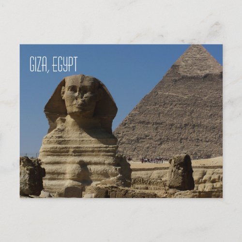 Great Sphinx Statue Giza Cairo Egypt Travel Postcard