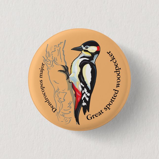 great spotted woodpecker button (Front)