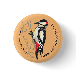 great spotted woodpecker button