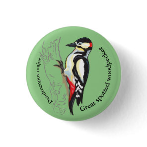 great spotted woodpecker button