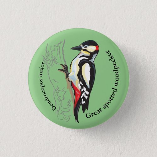 great spotted woodpecker button