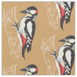 great spotted woodpecker fabric