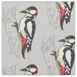 great spotted woodpecker fabric