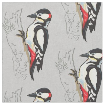 Great Spotted Woodpecker Fabric by insimalife at Zazzle