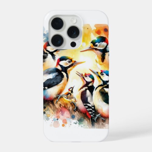 Great Spotted Woodpecker Family 050624AREF106 _ Wa iPhone 15 Pro Case