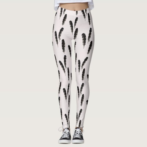 Great Spotted Woodpecker Feathers Pattern Legging