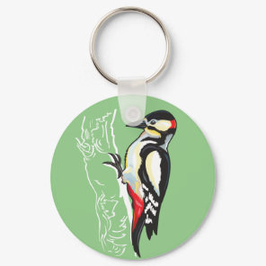 great spotted woodpecker keychain