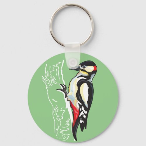 great spotted woodpecker keychain