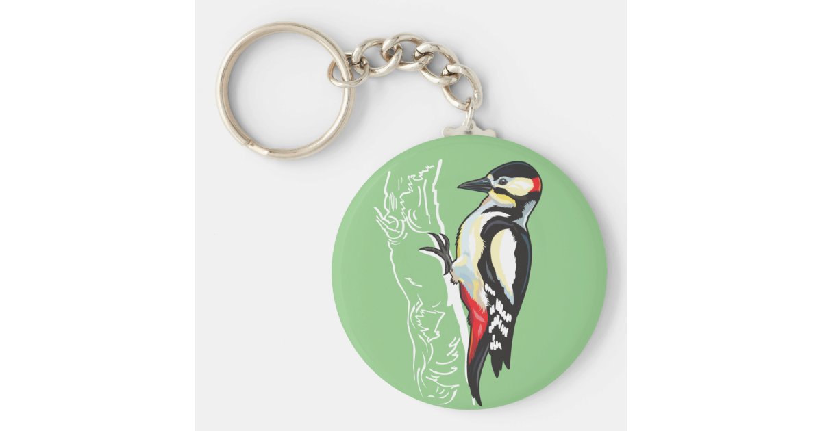 great spotted woodpecker keychain | Zazzle.com