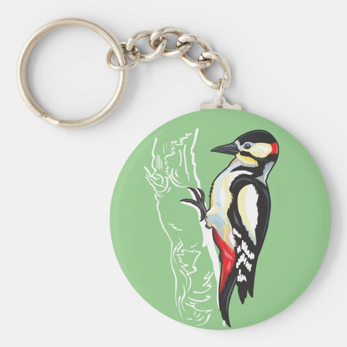 great spotted woodpecker keychain | Zazzle.com