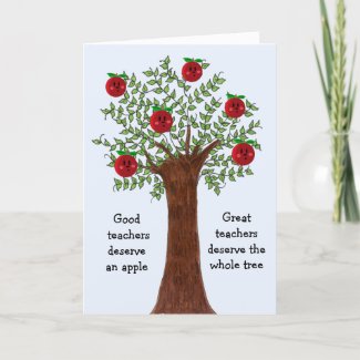Great Teacher Apple Tree Design Holiday Card