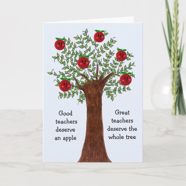 Great Teacher Apple Tree Design Holiday Card (Front)