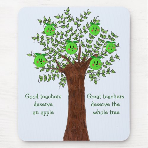 Great Teacher Apple Tree Design Mouse Pad