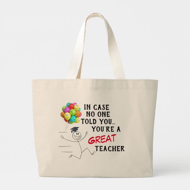 “Great Teacher”  Large Tote Bag (Back)