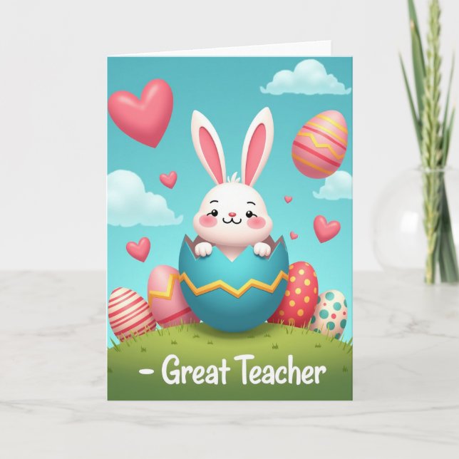 Great Teacher Rabbit Spring Card (Front)
