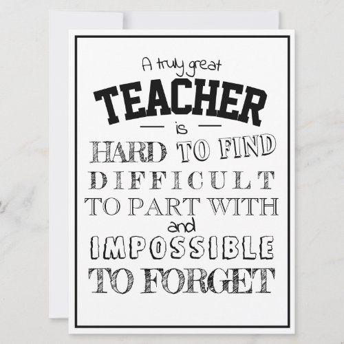 Great teacher Thank you Appreciation Gift for him Card