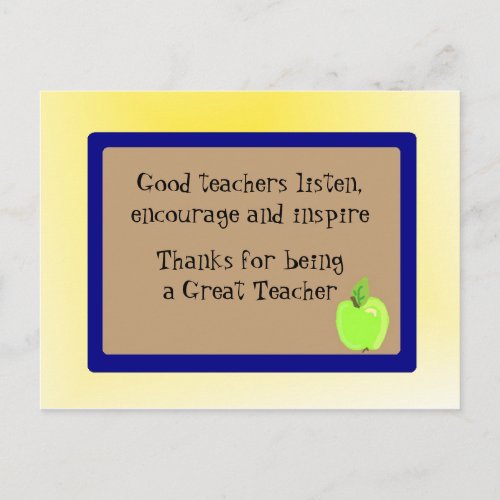 Great Teacher Thank You Postcard