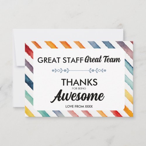 Great Team Great Staff Thank You Sign | Employee  Card