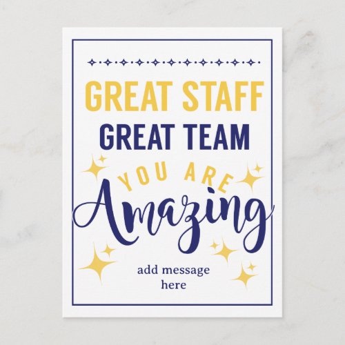 Great Team Great Staff Thank You Sign | Employee  Postcard