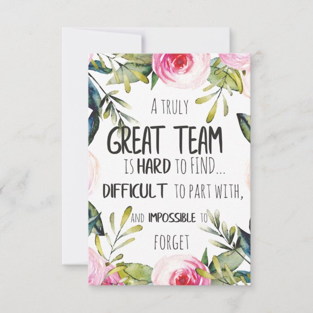 Great Team thank you gift Amazing team quote Card (Front)