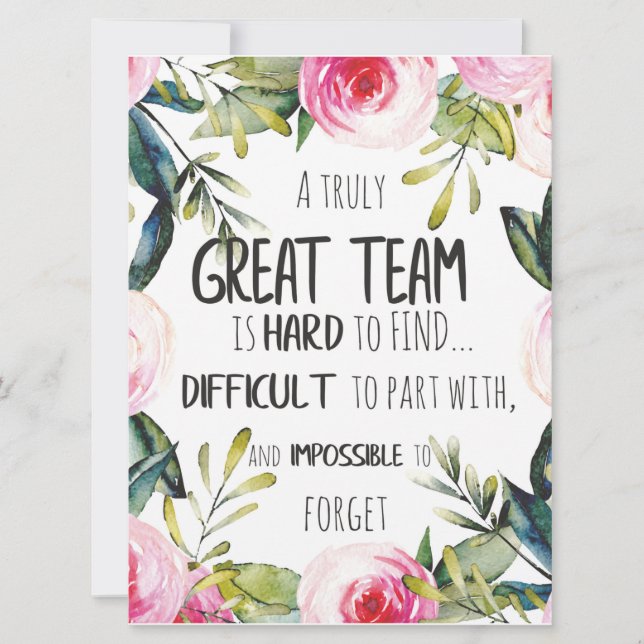 Great Team thank you gift Amazing team quote Card (Front)