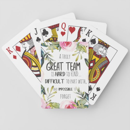 Great Team thank you gift Amazing team quote Playing Cards